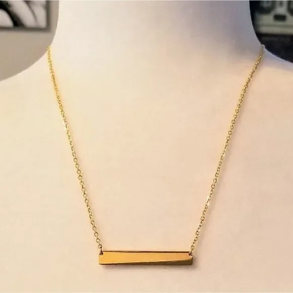 June Engraved Stainless Steel 18k Necklace NEW - Picture 3 of 5